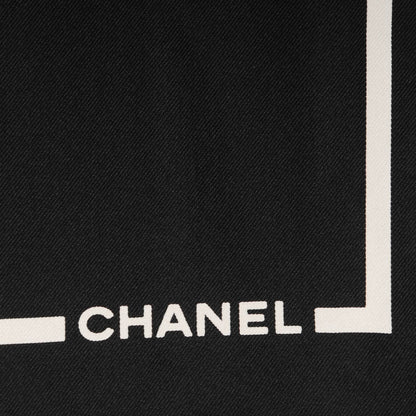 Chanel Silk CC Logo Stripe Scarf Black White 3 of 5