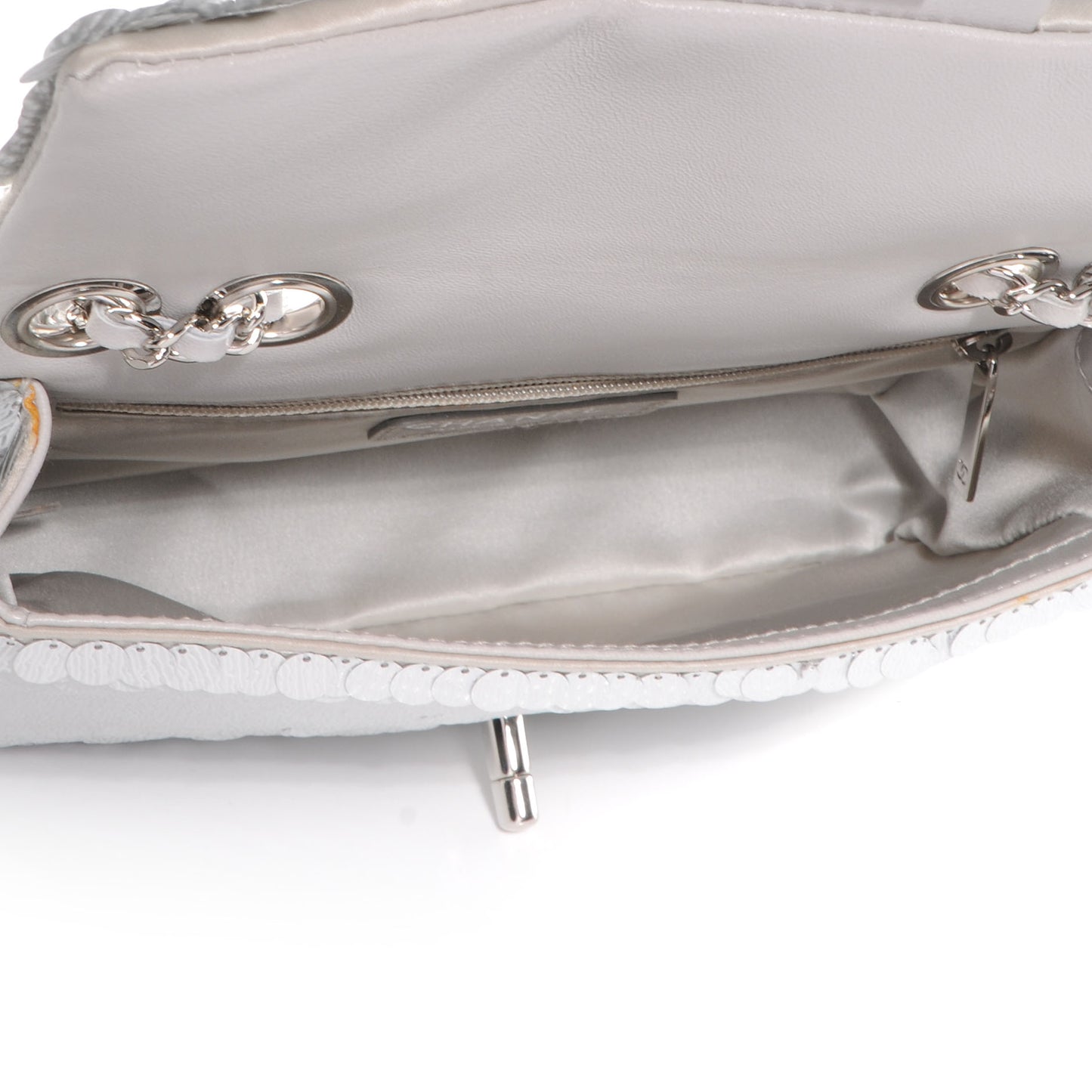Sequin Paillette Small Flap Silver