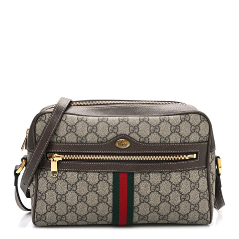 GG Supreme Monogram Web Small Ophidia Shoulder Bag Brown