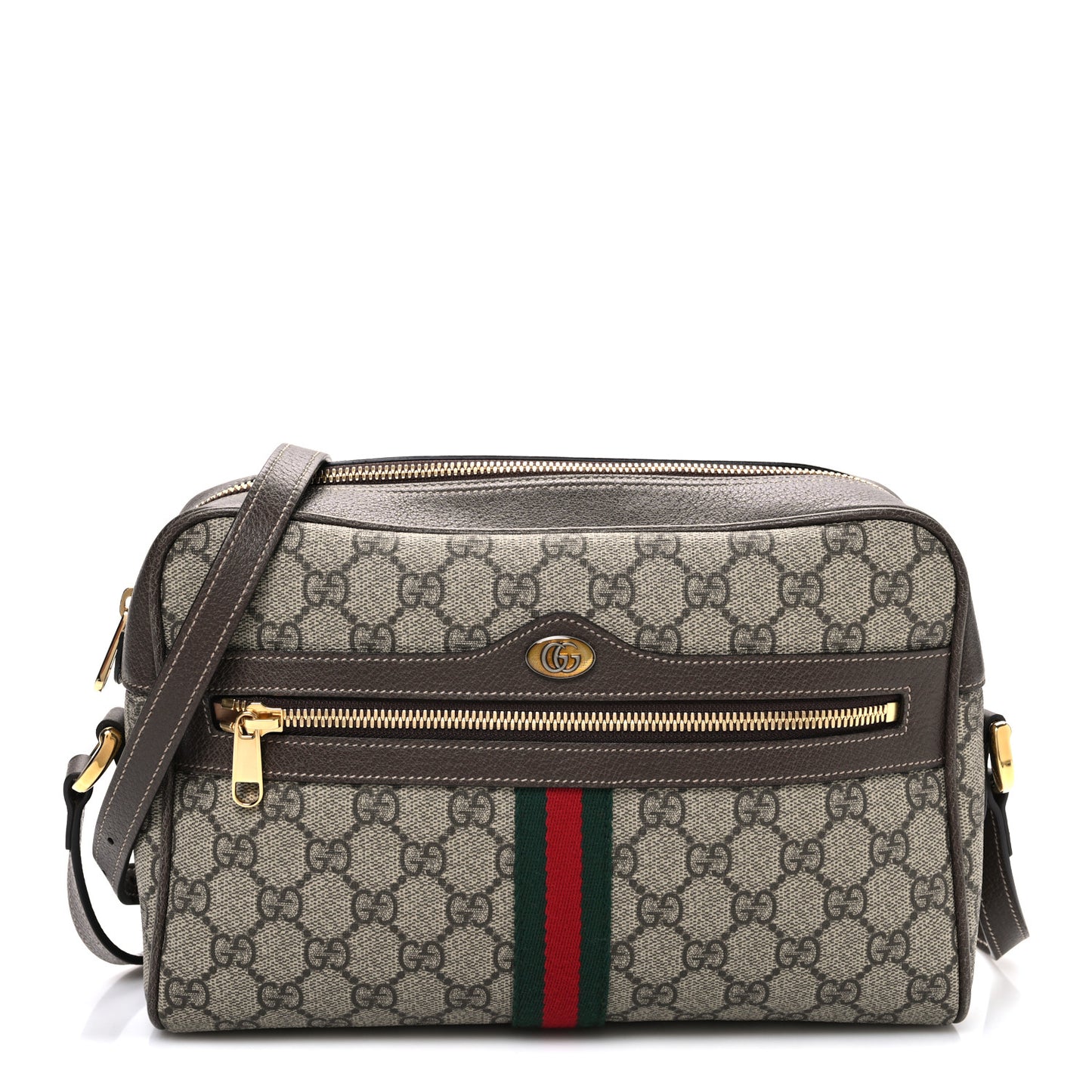 GG Supreme Monogram Web Small Ophidia Shoulder Bag Brown