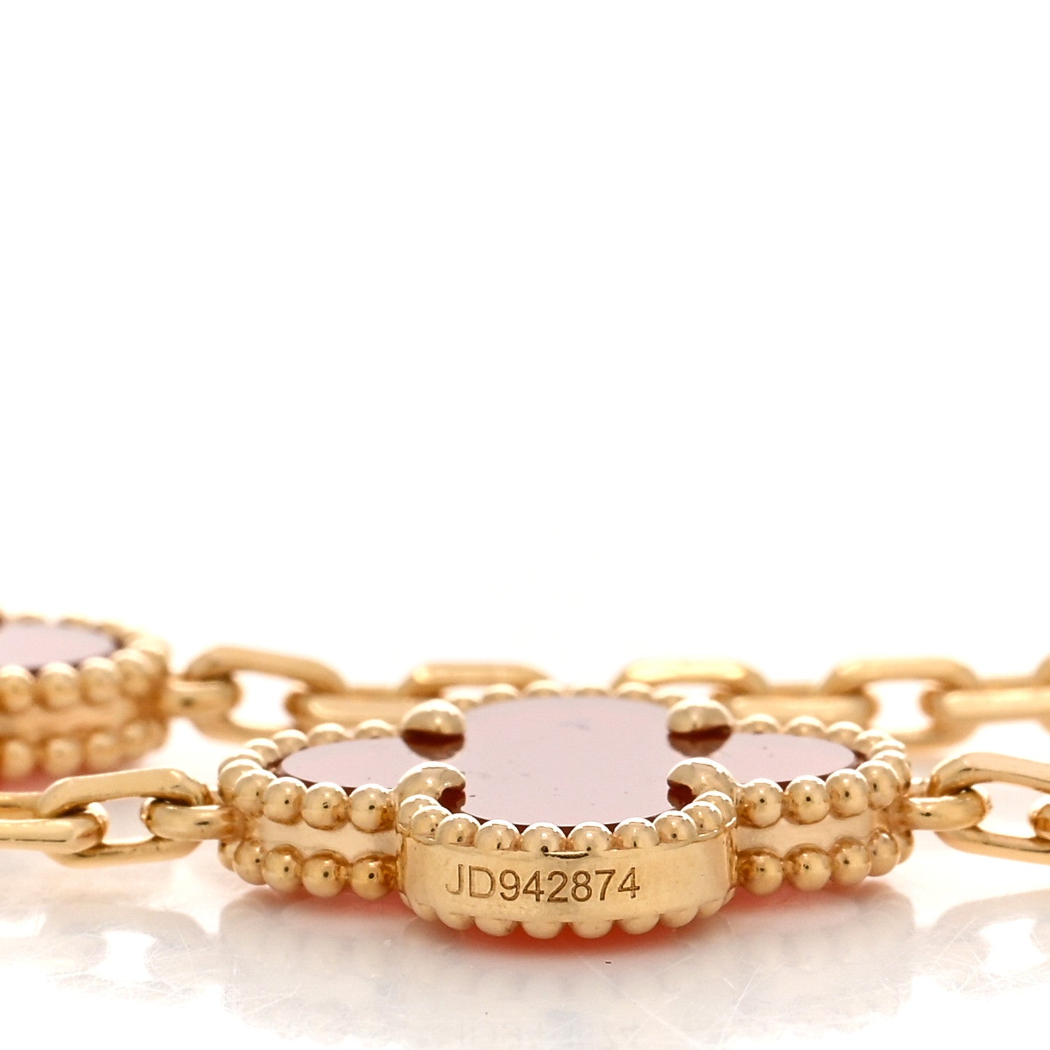 Van Cleef & Arpels 18K Yellow Gold Carnelian 5 Motifs Vintage Alhambra Bracelet 4 of 5