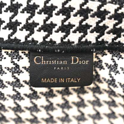 Christian Dior Canvas Houndstooth Embroidered Large Book Tote Black White 6 of 12