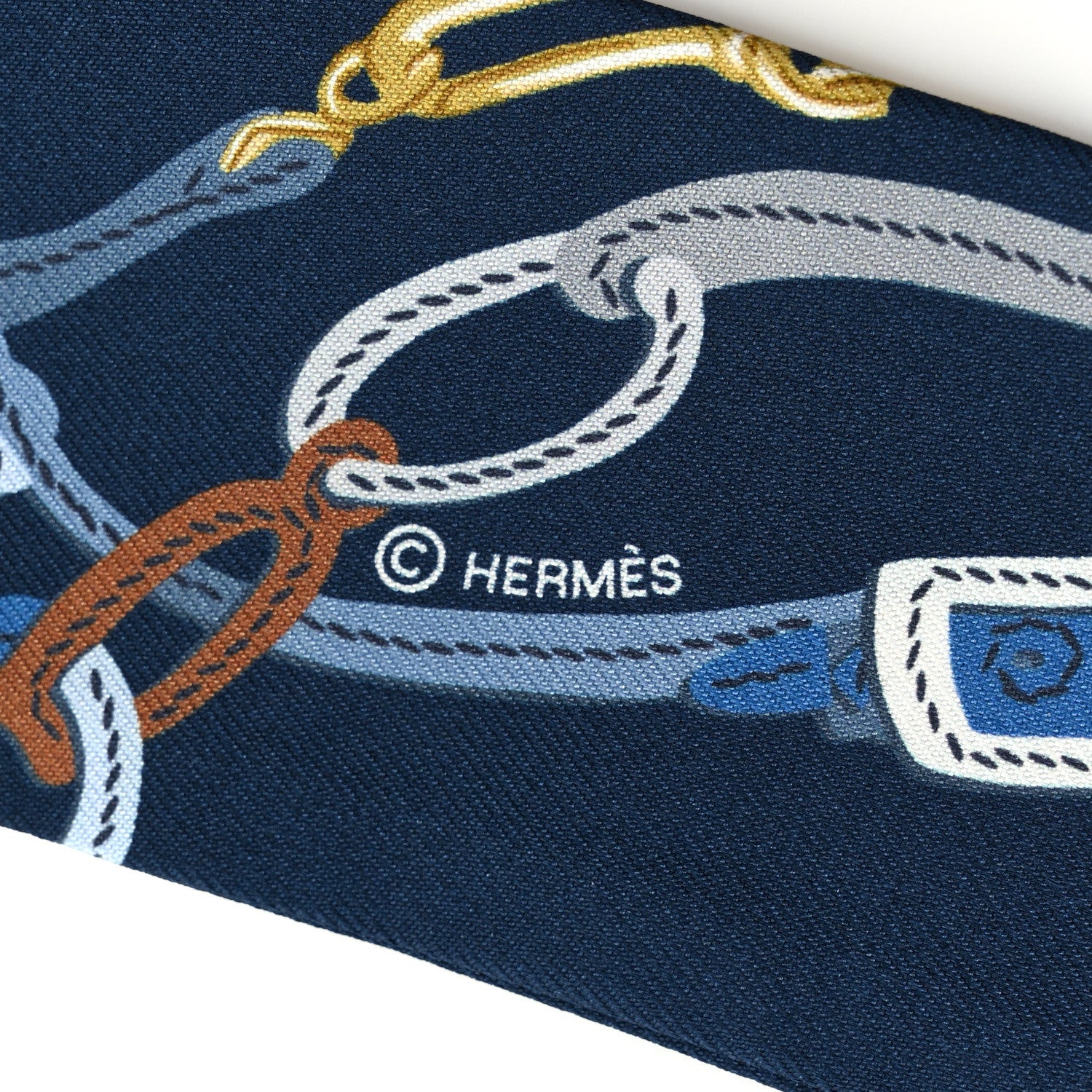 Hermes Silk Brides de Gala Twilly Marine Beige Dore 3 of 4