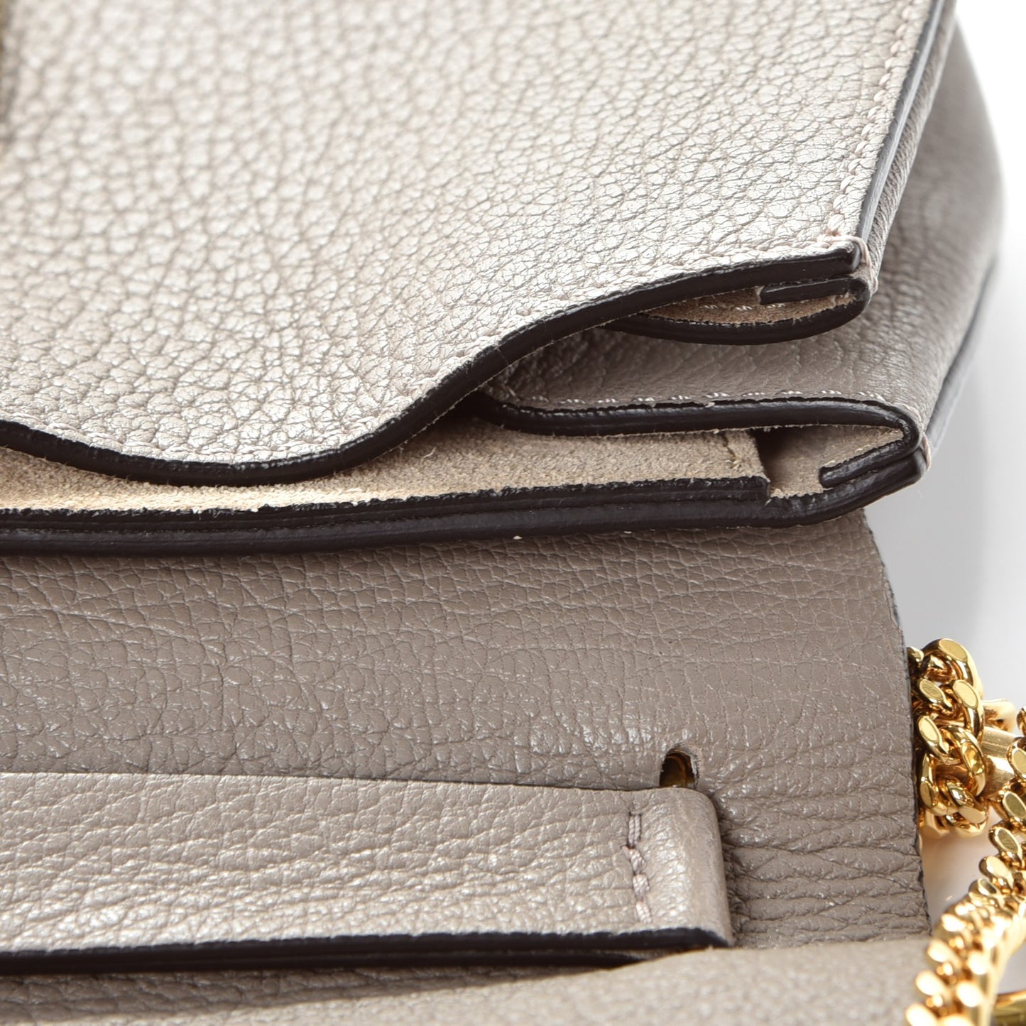 Grained Lambskin Drew Shoulder Bag Motty Grey