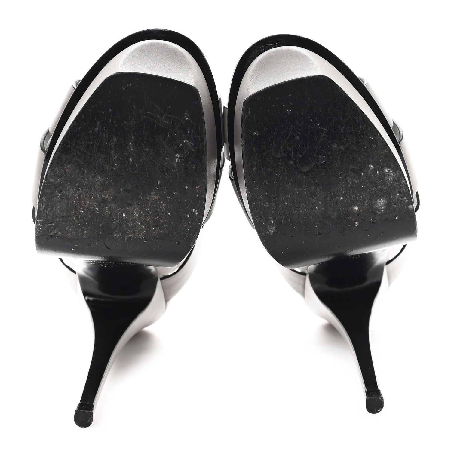 Saint Laurent Calfskin Tribute 105 Platform Sandals 38 Grey 6 of 9