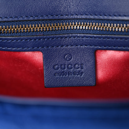 Gucci Velvet Matelasse Modern Embroidered Medium GG Marmont Shoulder Bag Cobalt 6 of 10