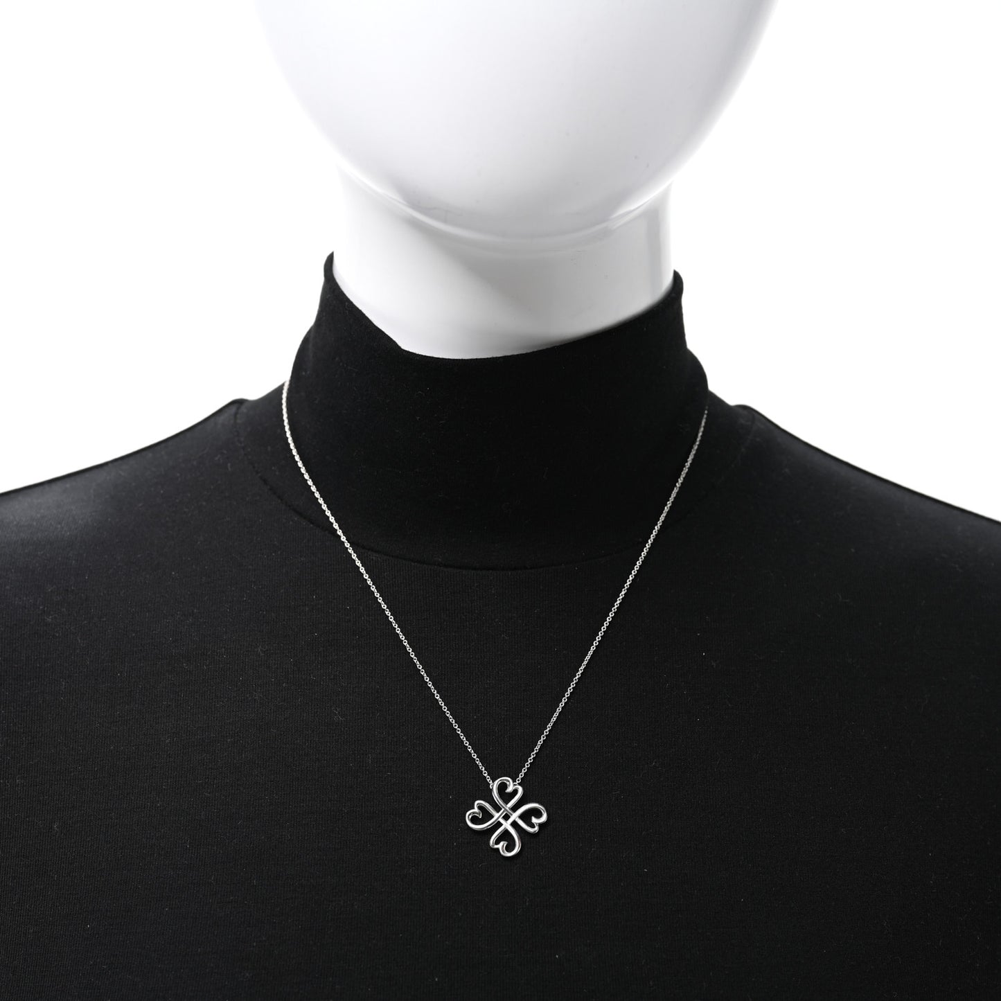 Sterling Silver Loving Heart Clover Pendant Necklace