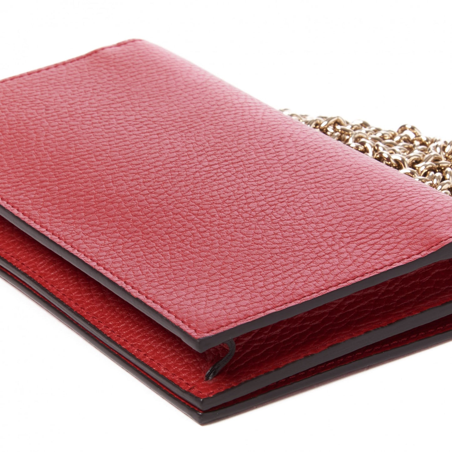 Dollar Calfskin Medium Betty Chain Wallet Red