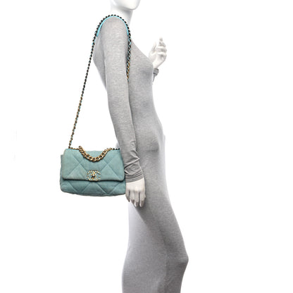 Chanel Denim Quilted Medium Chanel 19 Flap Neon Blue 2 of 11