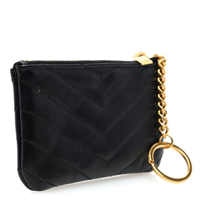 Saint Laurent Calfskin Matelasse Monogram Key Pouch Black 3 of 6