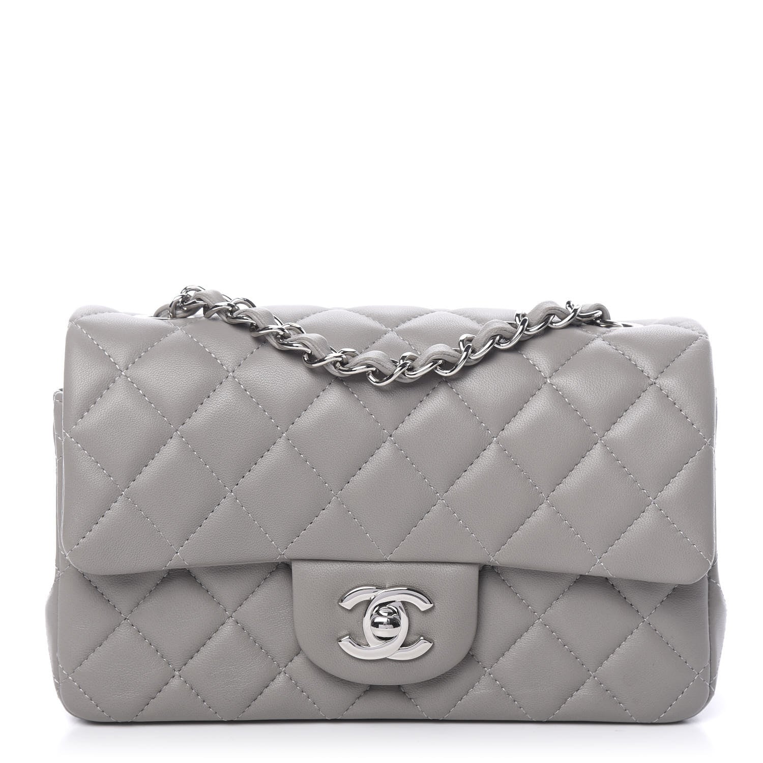 Chanel Lambskin Quilted Mini Rectangular Flap Grey 1 of 10