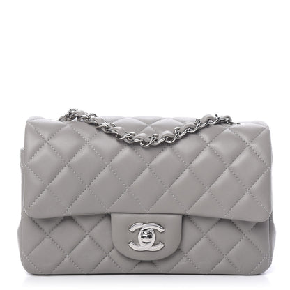 Chanel Lambskin Quilted Mini Rectangular Flap Grey 1 of 10