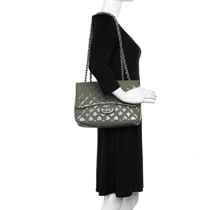 Chanel Patent Quilted Jumbo Single Flap Green 2 of 11