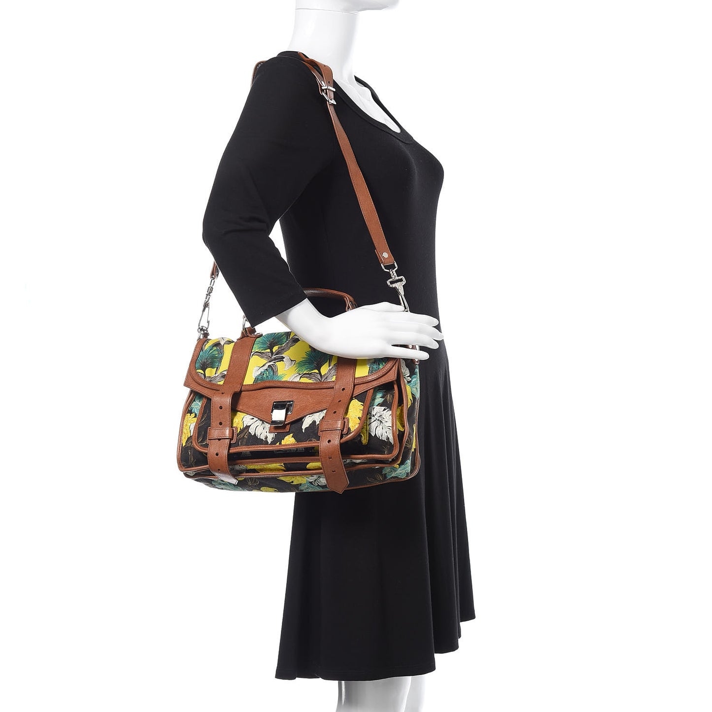 Canvas Tropical Printed Medium PS1 Satchel Brown