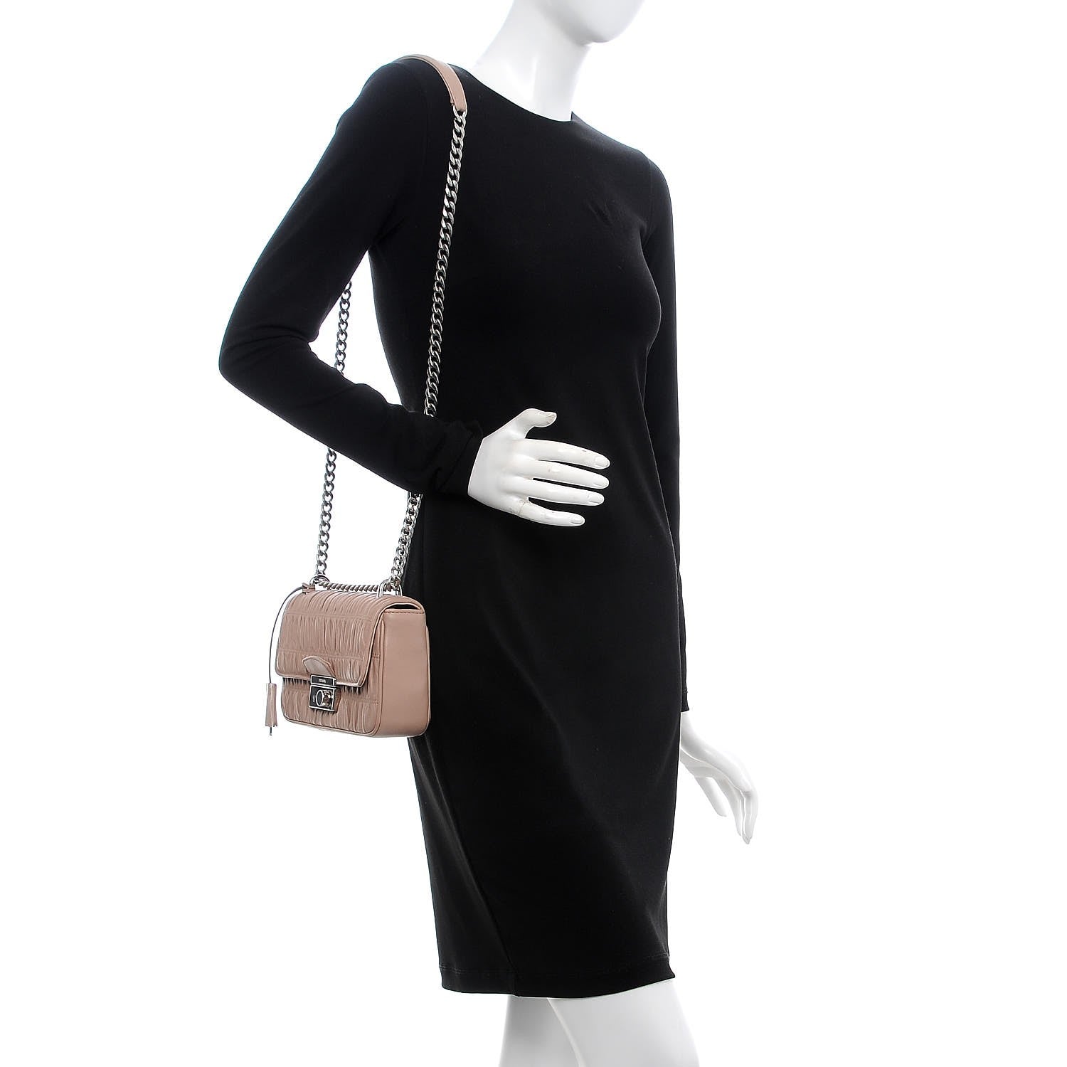 Prada Nappa Gaufre Small Sound Chain Flap Shoulder Bag Cipria 2 of 8