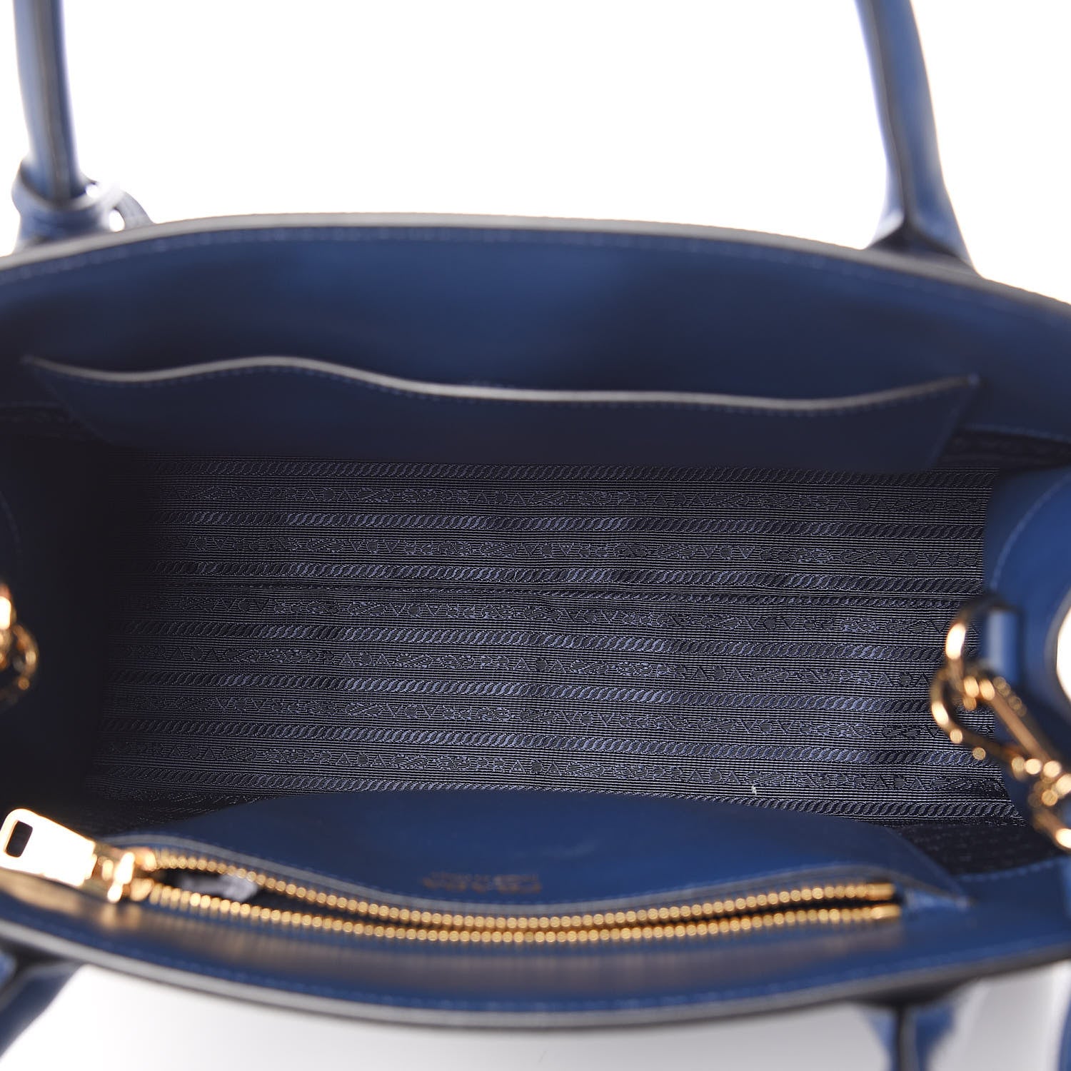 Prada Saffiano Cuir Calfskin Medium Monochrome Top Handle Tote Bluette 5 of 9