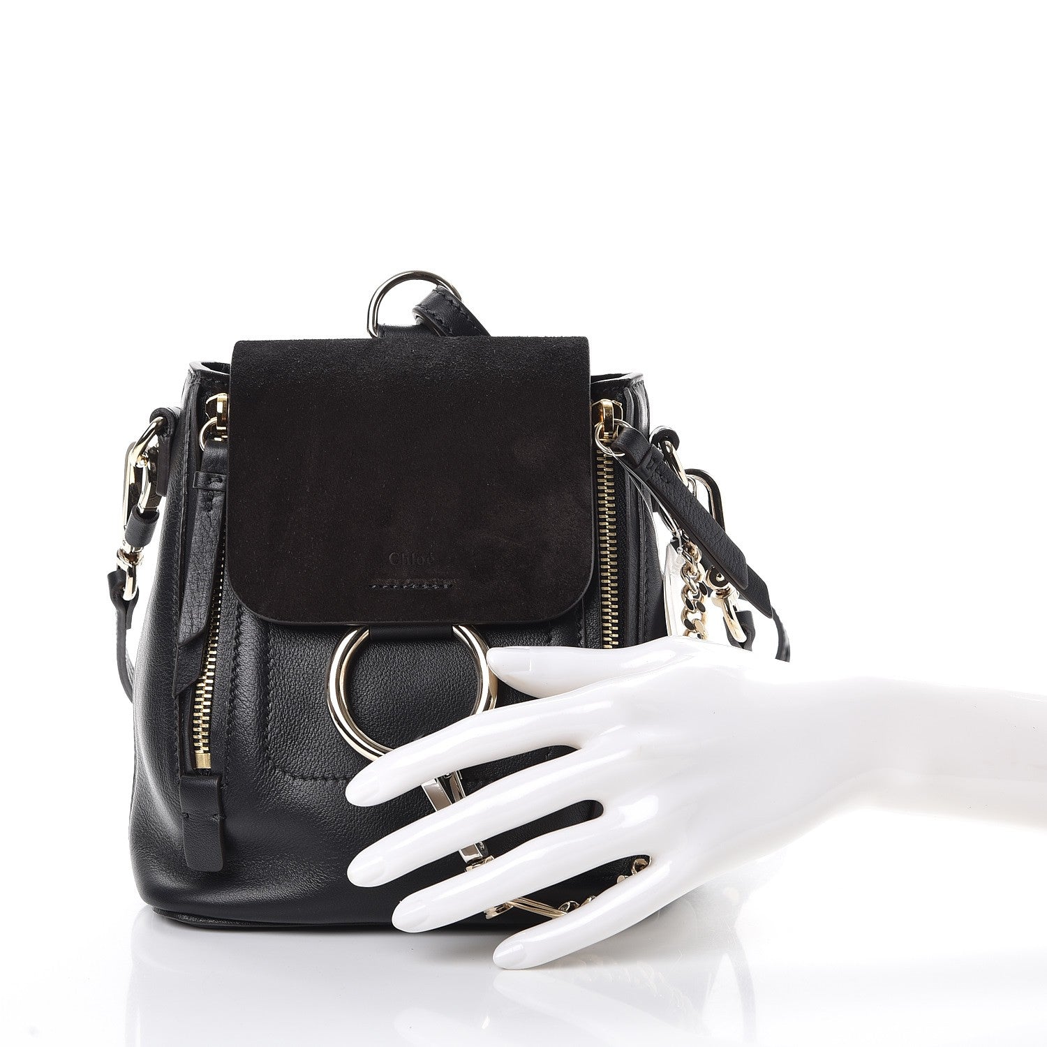 Chloe Suede Calfskin Mini Faye Backpack Black 3 of 10