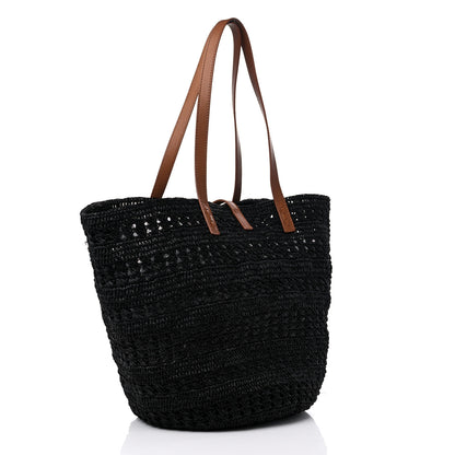 Saint Laurent Raffia Calfskin Medium Panier Tote Black 3 of 9