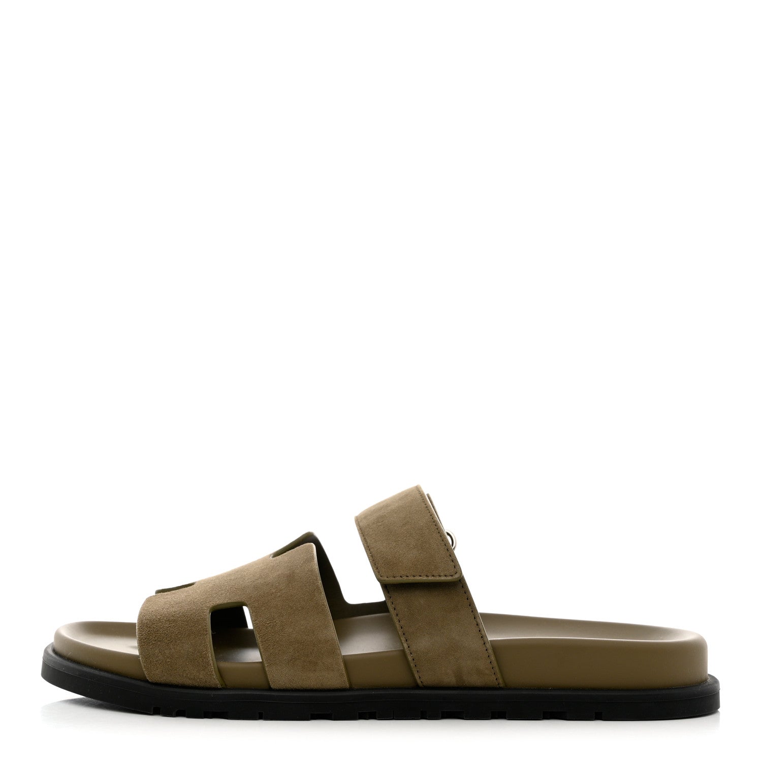 Hermes Suede Goatskin Mens Chypre Sandals 43.5 Vert Army 1 of 9