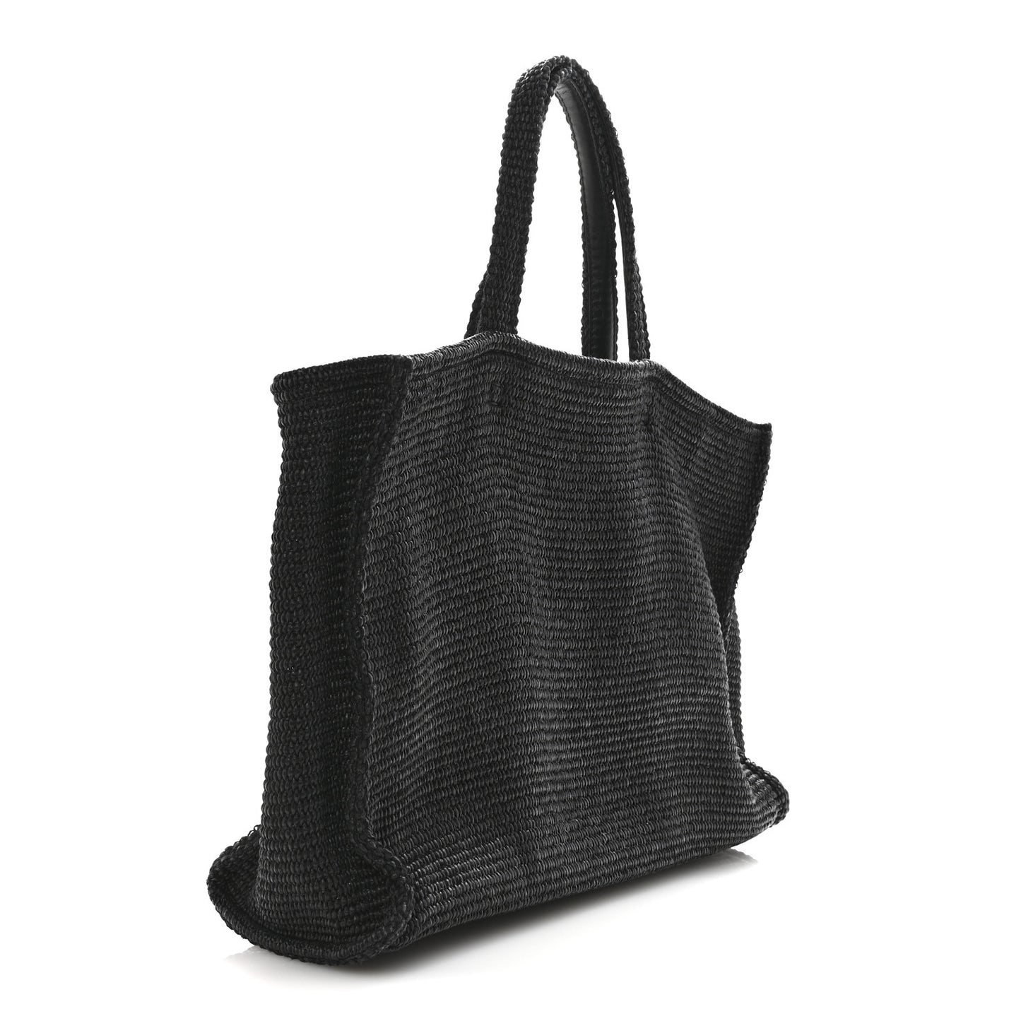 Raffia Large G Shopping Tote Black