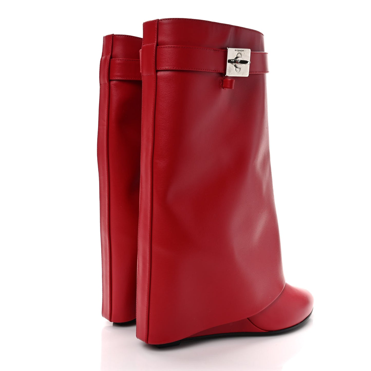 Calfskin Shark Lock Ankle Boots 38.5 Red