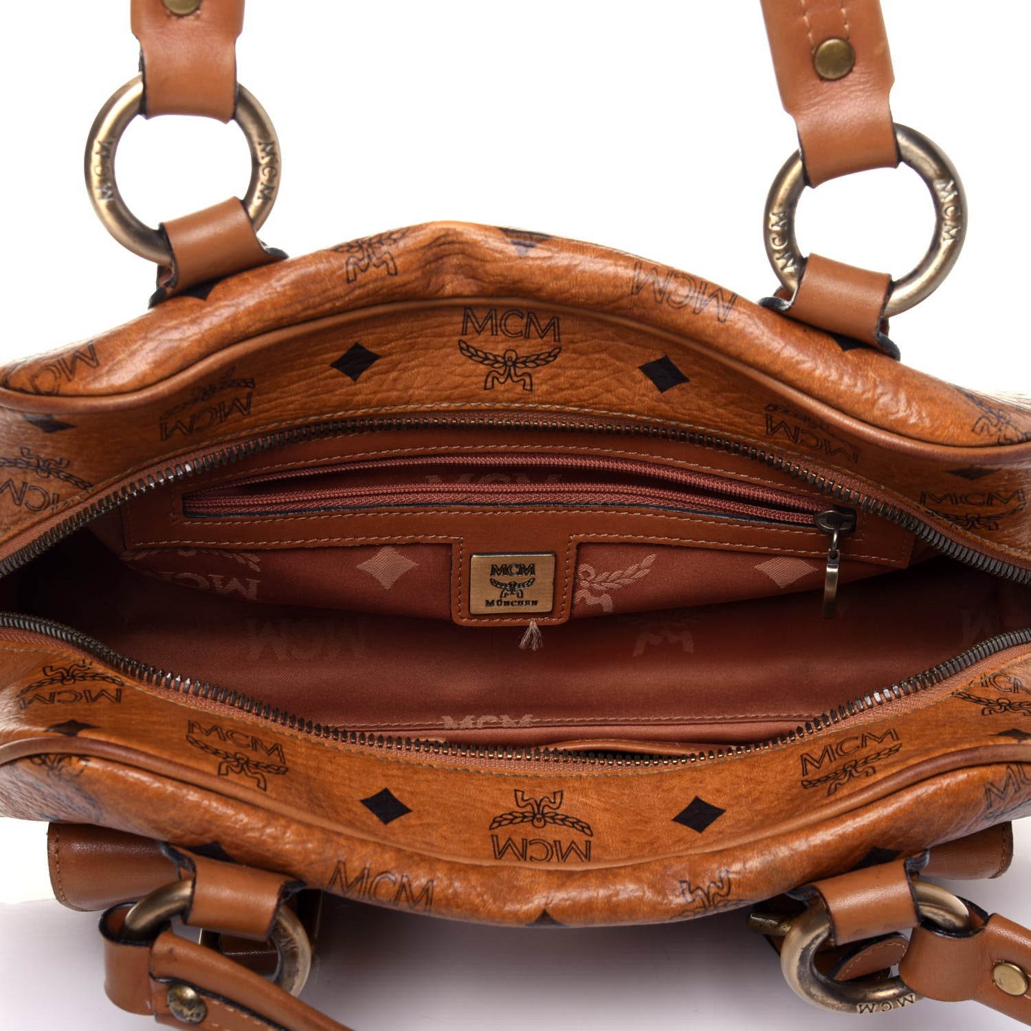 MCM Visetos Satchel Cognac 4 of 12