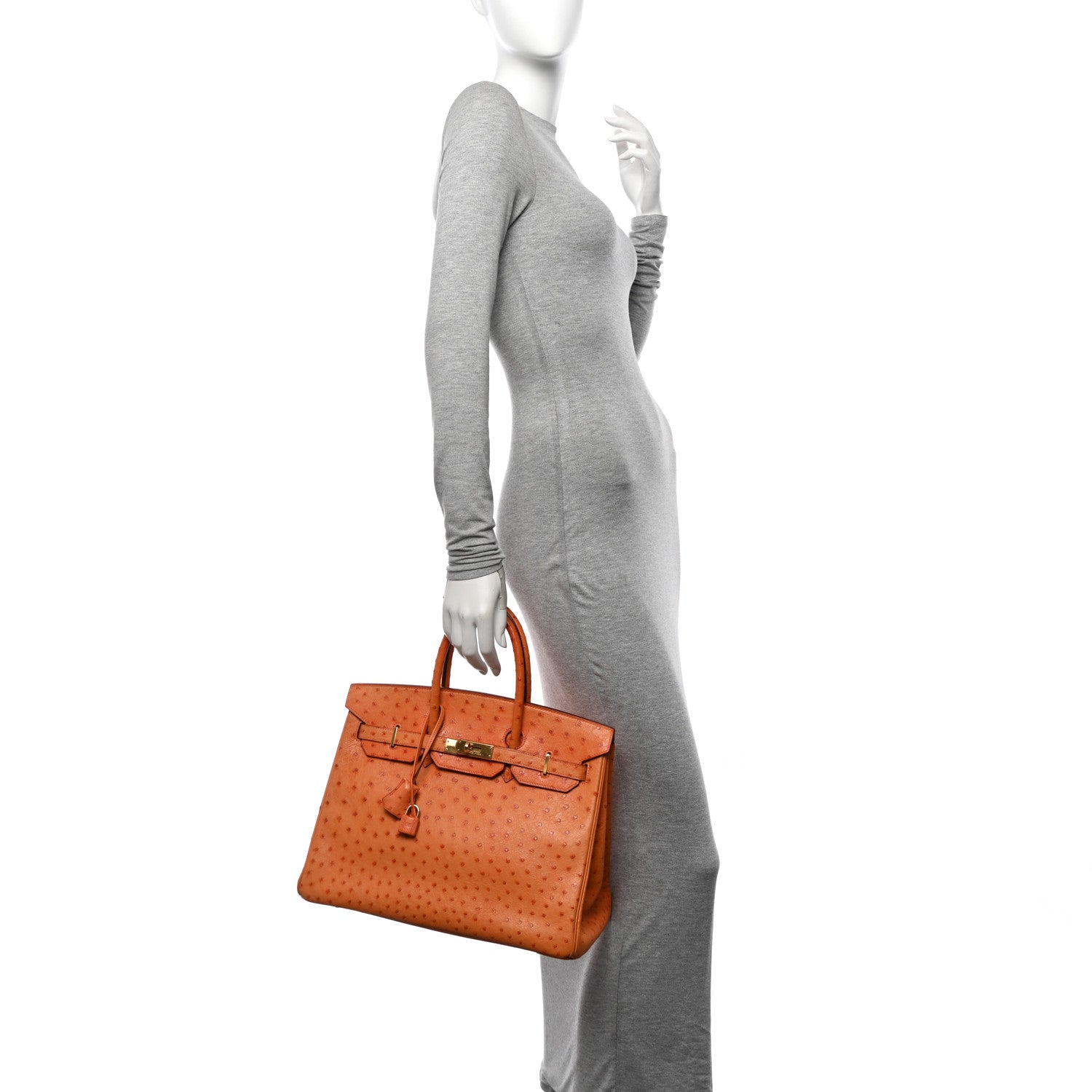 Hermes Ostrich Birkin 35 Orange 2 of 16