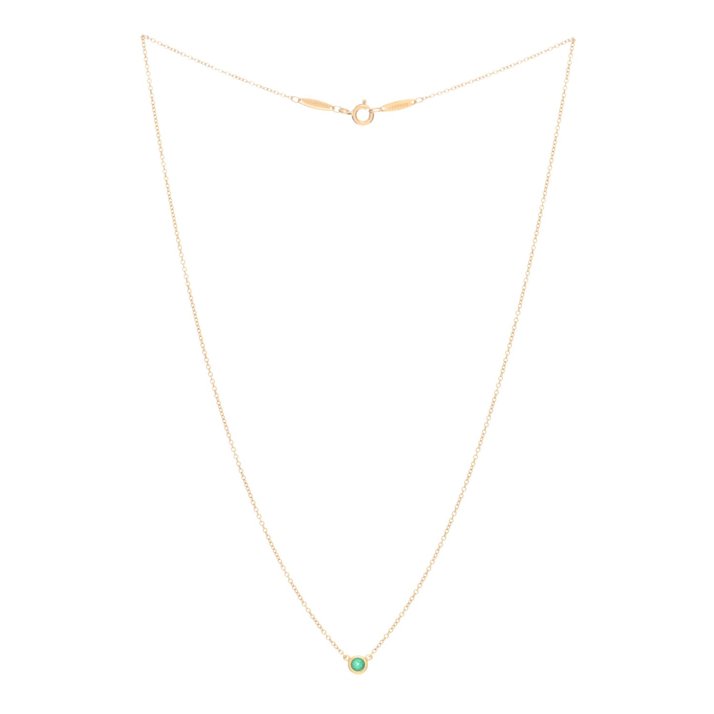 18K Yellow Gold Emerald .07ct Elsa Peretti Color By The Yard Pendant Necklace