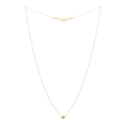 Tiffany 18K Yellow Gold Emerald .07ct Elsa Peretti Color By The Yard Pendant Necklace 2 of 3