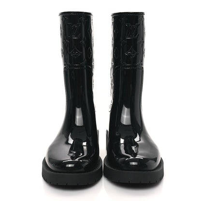 Louis Vuitton Rubber Embossed Monogram Drops Flat Half Boots 37 Black 2 of 7