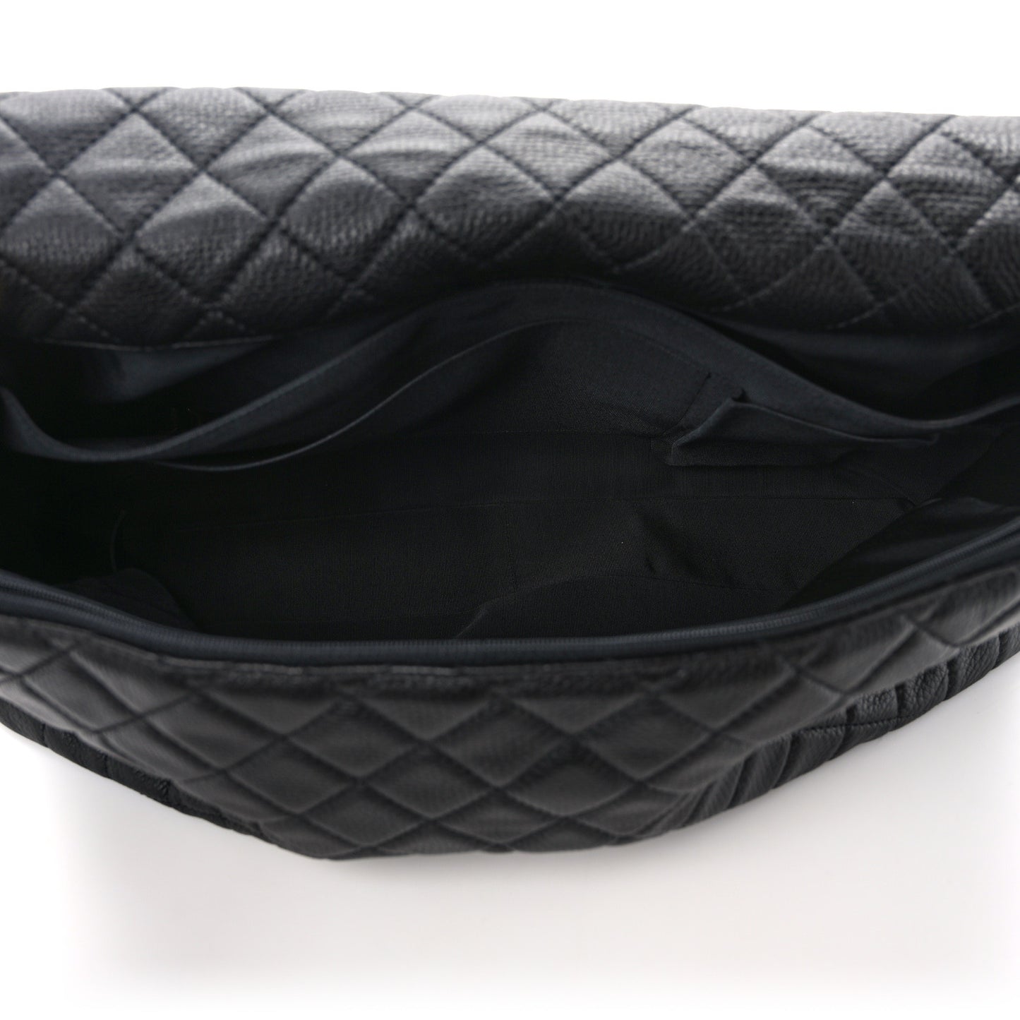 Calfskin Quilted XXL Travel Flap Bag Black