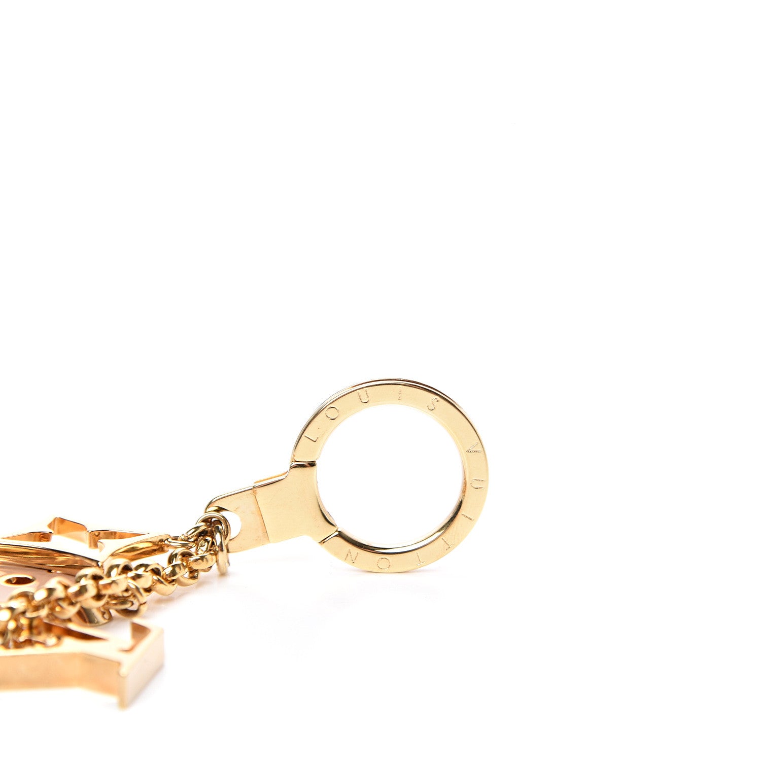 Louis Vuitton Brass Enamel Fleur De Monogram Bag Charm Chain Gold 4 of 4