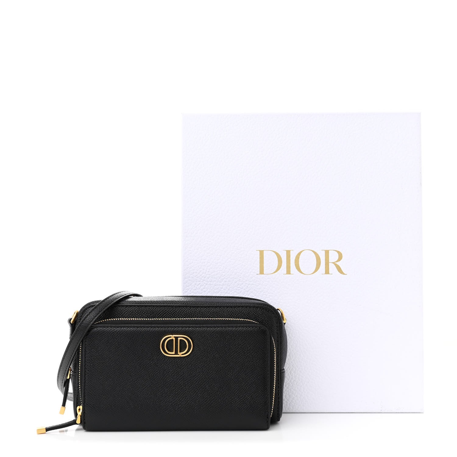 Christian Dior Grained Calfskin Caro Double Pouch Black 10 of 10