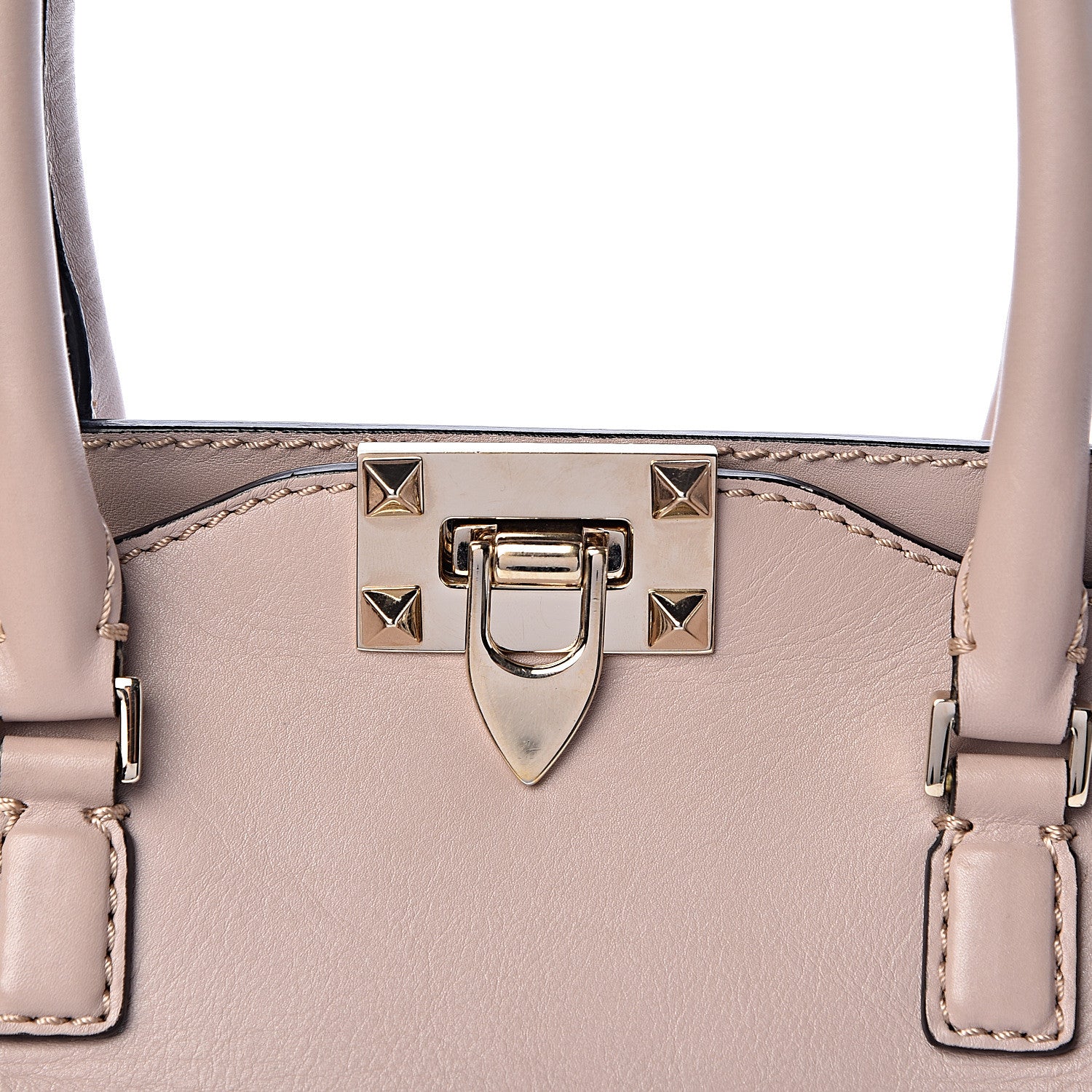 Valentino Garavani Vitello Rockstud Double Handle Tote Poudre 10 of 10