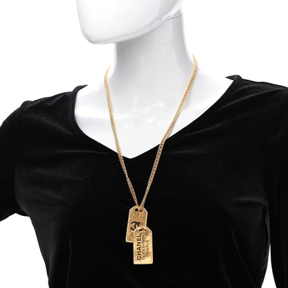 Chanel ID Dog Tag Charm Necklace Gold 2 of 6