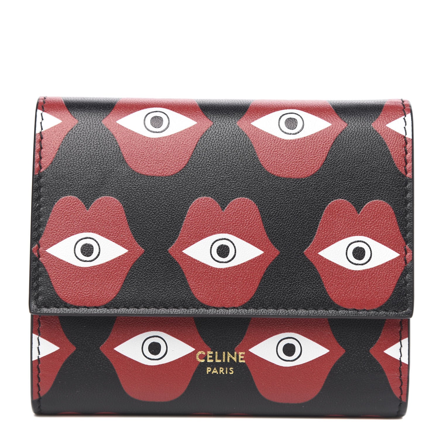 Celine X ANNELI SANAYE HENRIKSSON Smooth Calfskin Telepathic Compact Wallet Red Black 1 of 8
