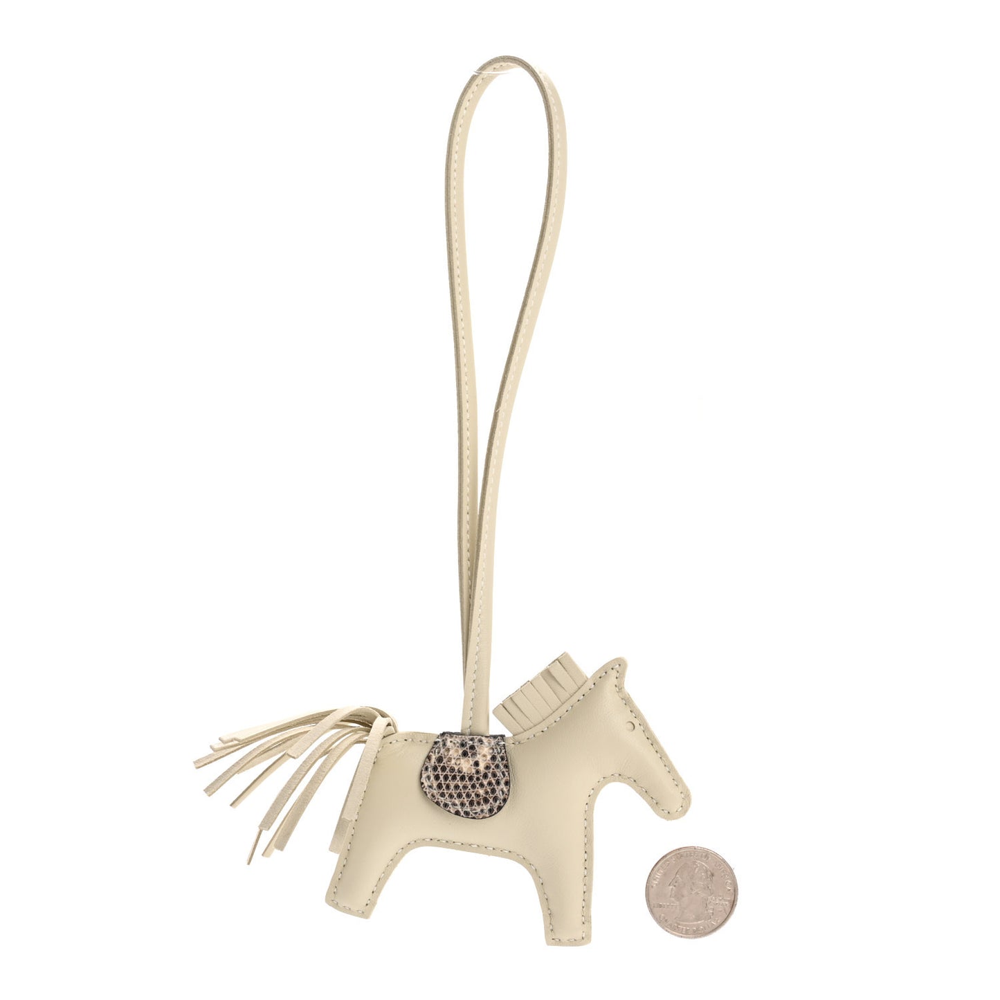 Milo Lambskin Lizard Touch Grigri Rodeo Horse Bag Charm Craie Ombre
