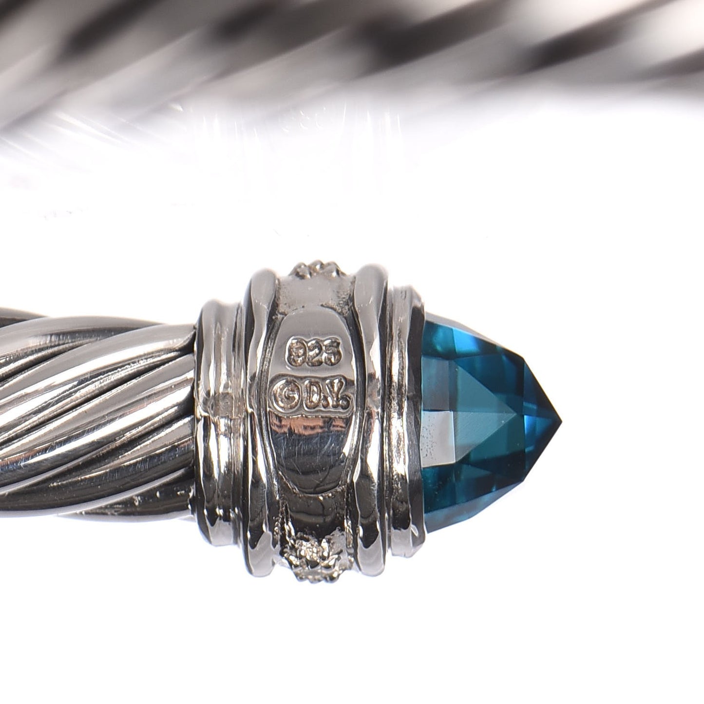 Sterling Silver Diamond Hampton Blue Topaz 7mm Cable Classics Bracelet