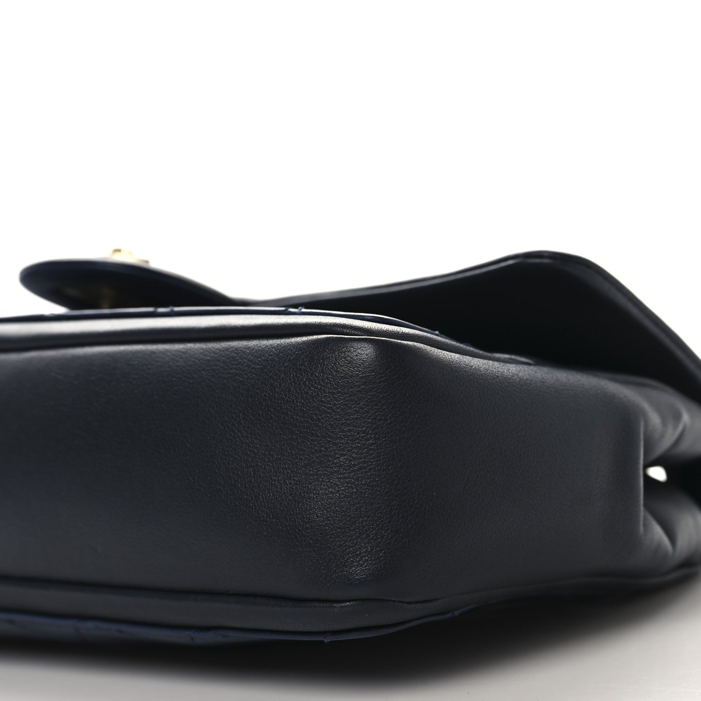 Calfskin Quilted Medium Graphic Flap Blue Black