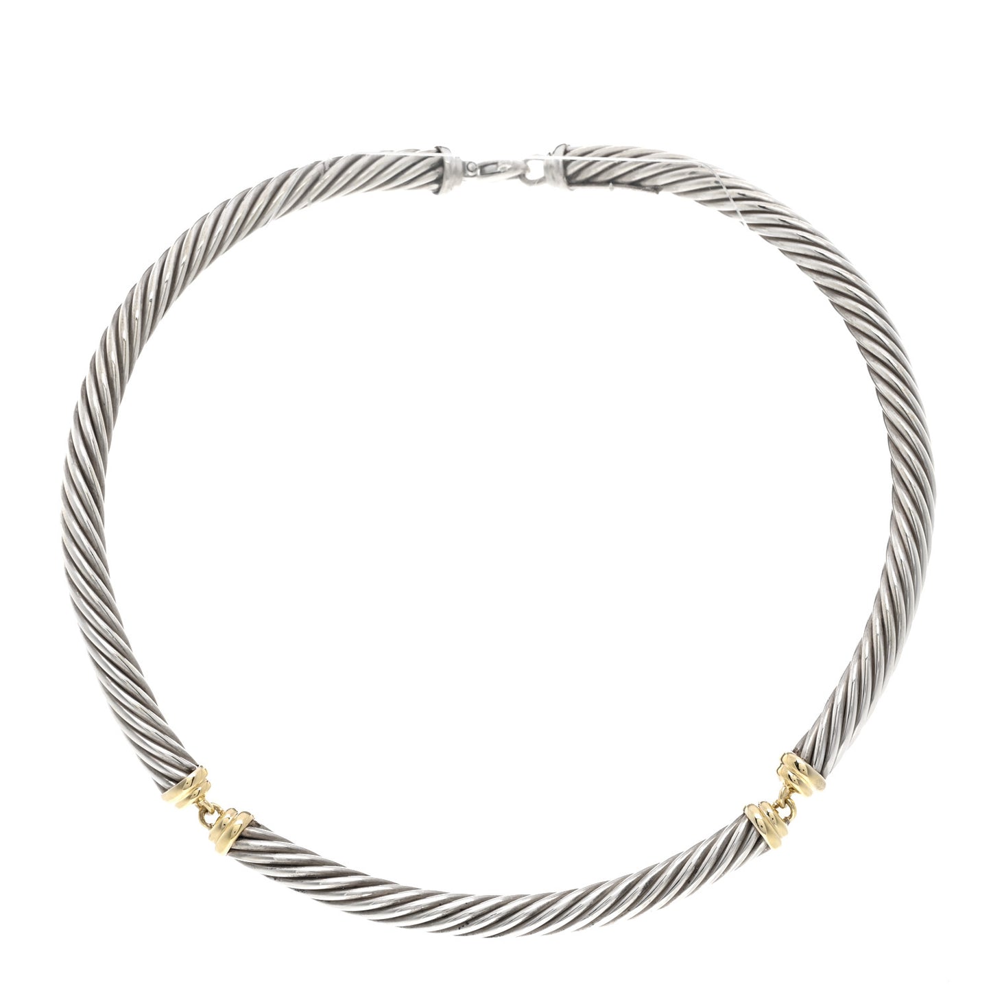 Sterling Silver 14K Gold Cable Choker 7mm Necklace