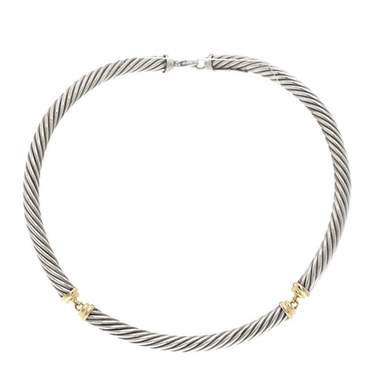 David Yurman Sterling Silver 14K Gold Cable Choker 7mm Necklace 1 of 3