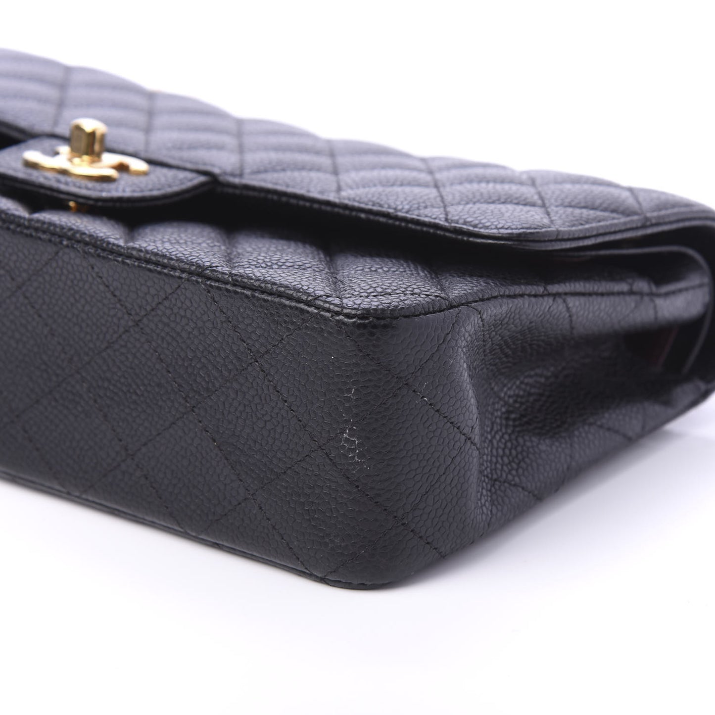 Caviar Quilted Medium Double Flap Black