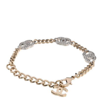 Chanel Crystal CC Chain Bracelet Gold Silver 3 of 4