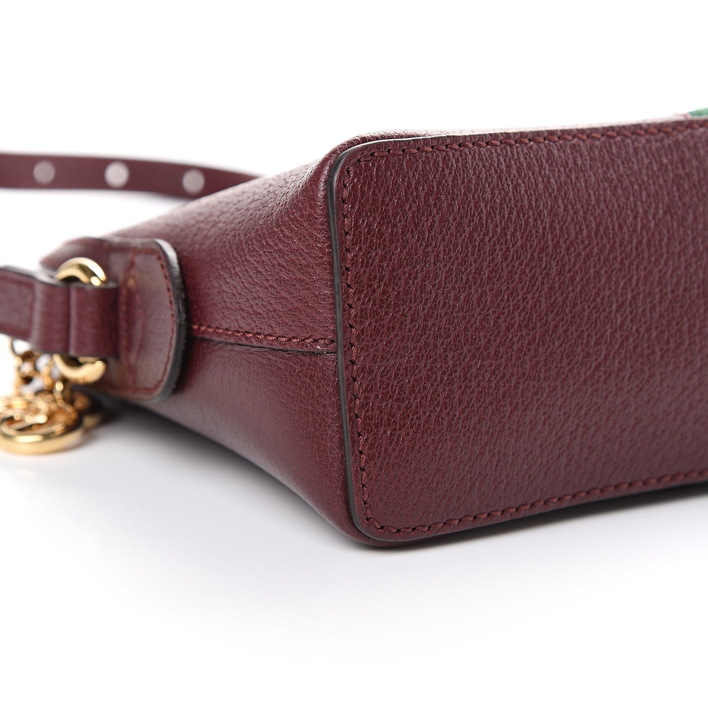 Textured Calfskin Web Small Ophidia Dome Shoulder Bag Vintage Bordeaux