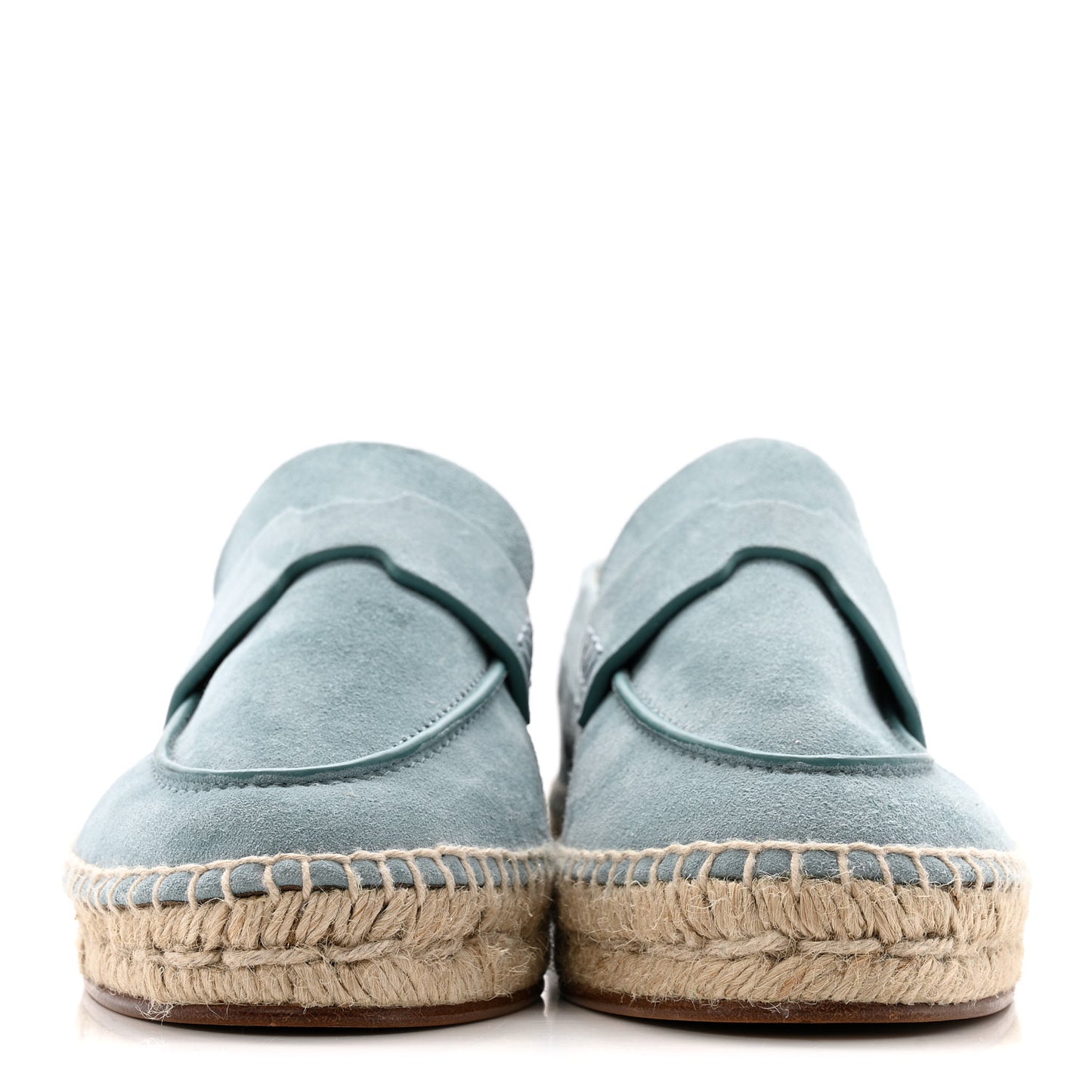 Suede Calfskin Womens Trip Espadrilles 36 Vert D'Eau