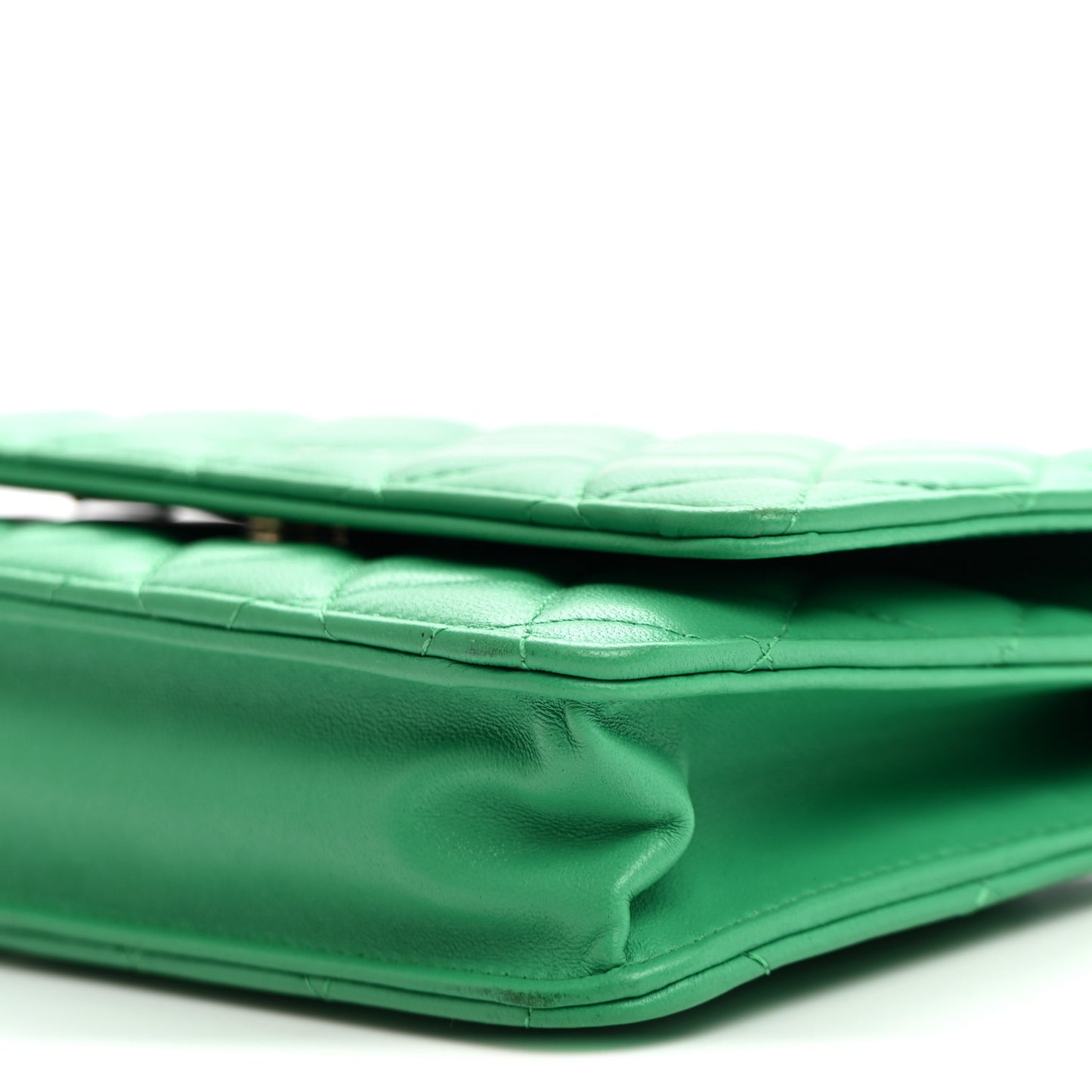 Lambskin Quilted Wallet On Chain WOC Green
