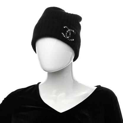 Chanel Cashmere CC Brooch Beanie Hat Black 2 of 5