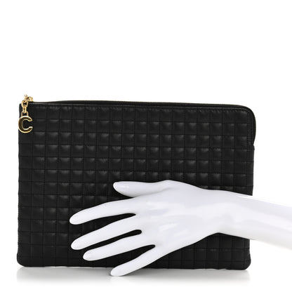 Celine Calfskin Quilted C Charm Pouch Black 2 of 10