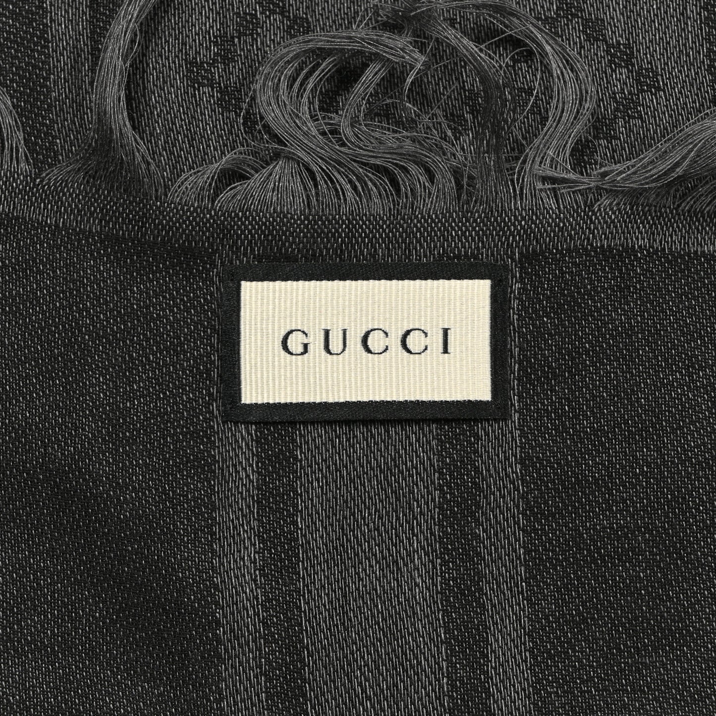 Wool Silk GG Monogram Diamante Plaid Surviee Shawl Graphite Black