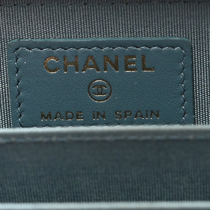 Chanel Caviar Quilted Boy Zip Around Coin Purse Wallet Blue 6 of 10